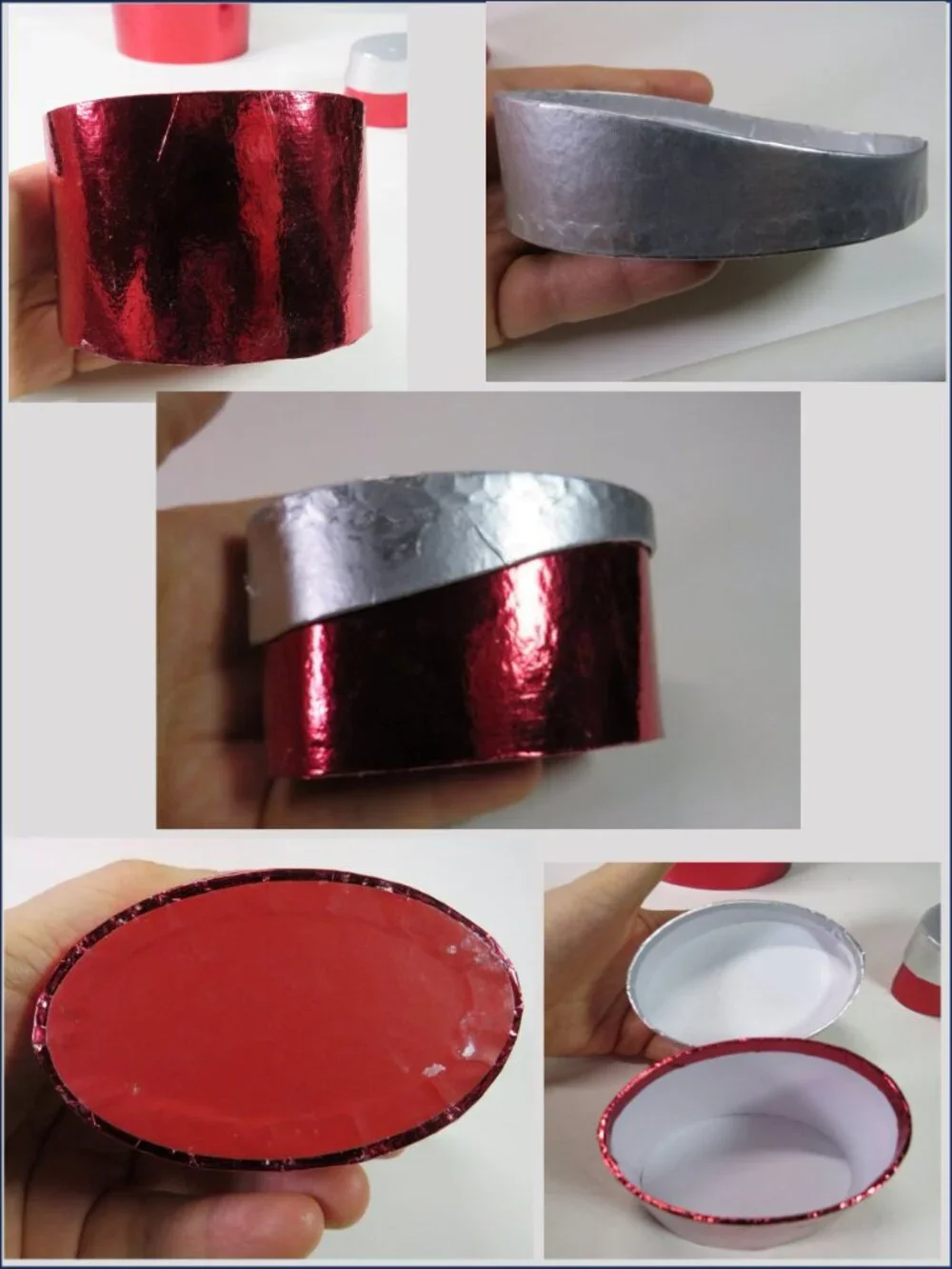 Christmas (8) Gift Boxes Bundle Metallic Red Silver Slant Oval Reindeer Stripe